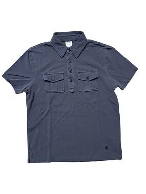 Brooks Brothers Navy Short-Sleeve Polo with Dual Chest Pockets